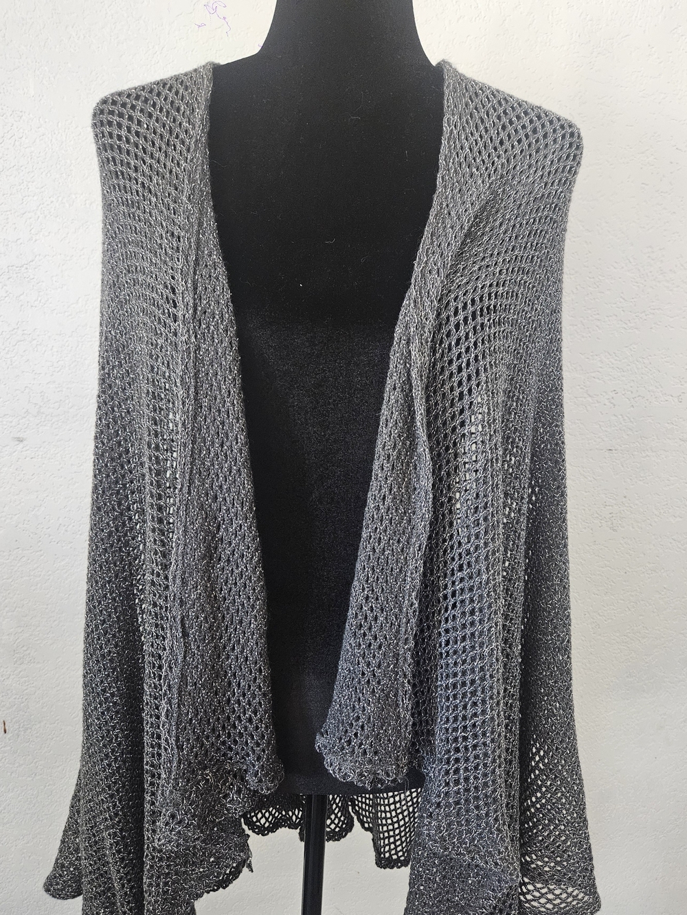 Steve Madden Lightweight Open-Weave Gray Cardigan Sweater